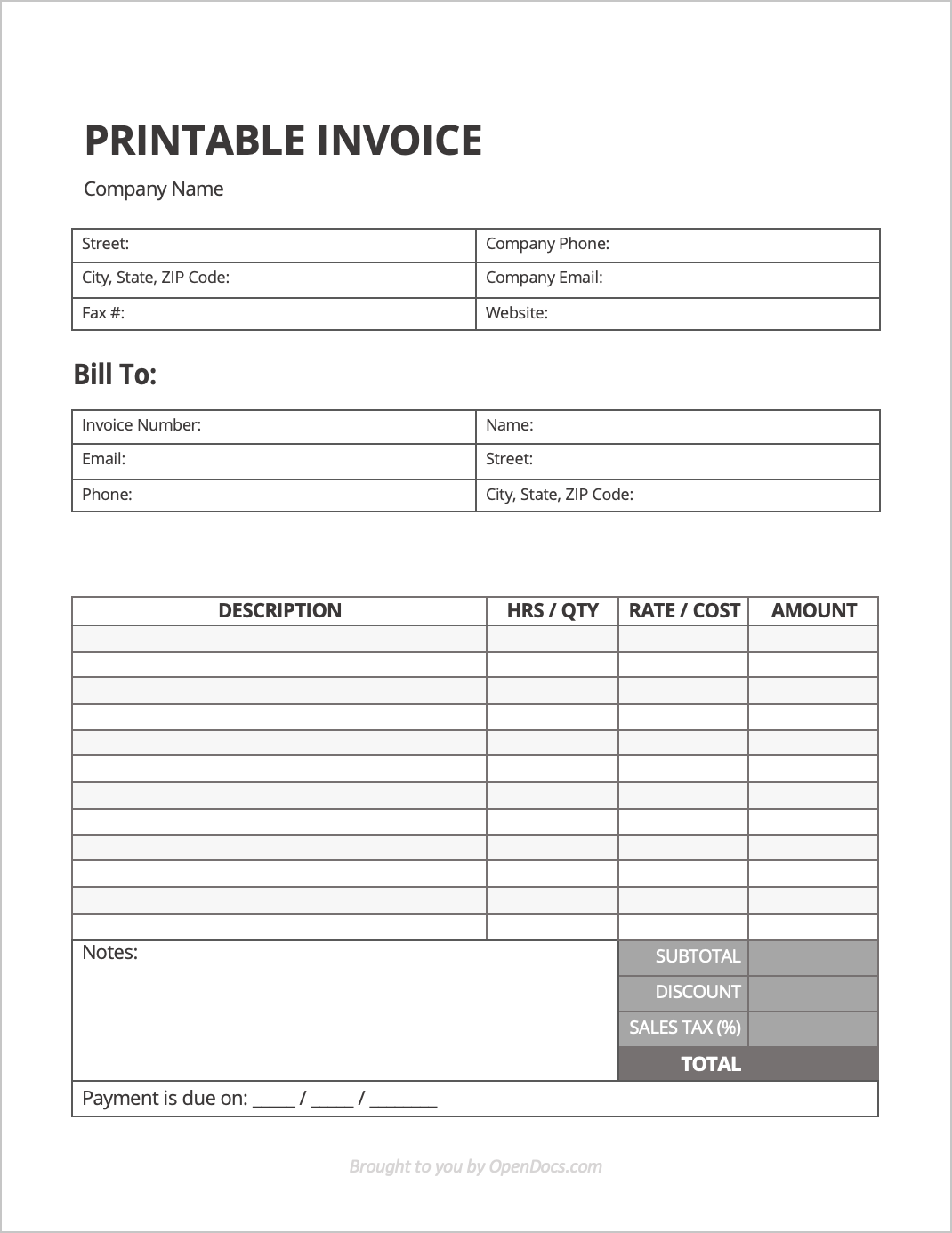 10 Blank Invoice Templates Free Word Templates Free Blank Invoice