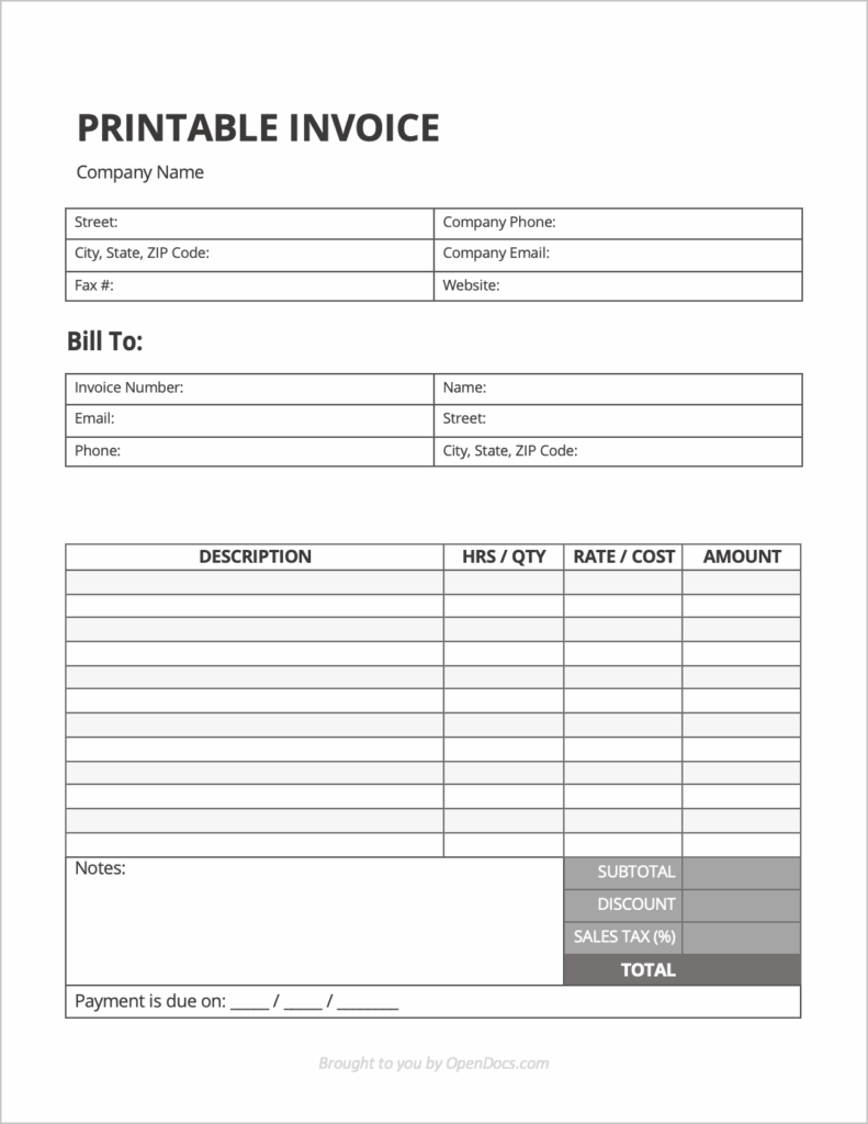 10 Blank Invoice Templates Free Word Templates Free Blank Invoice