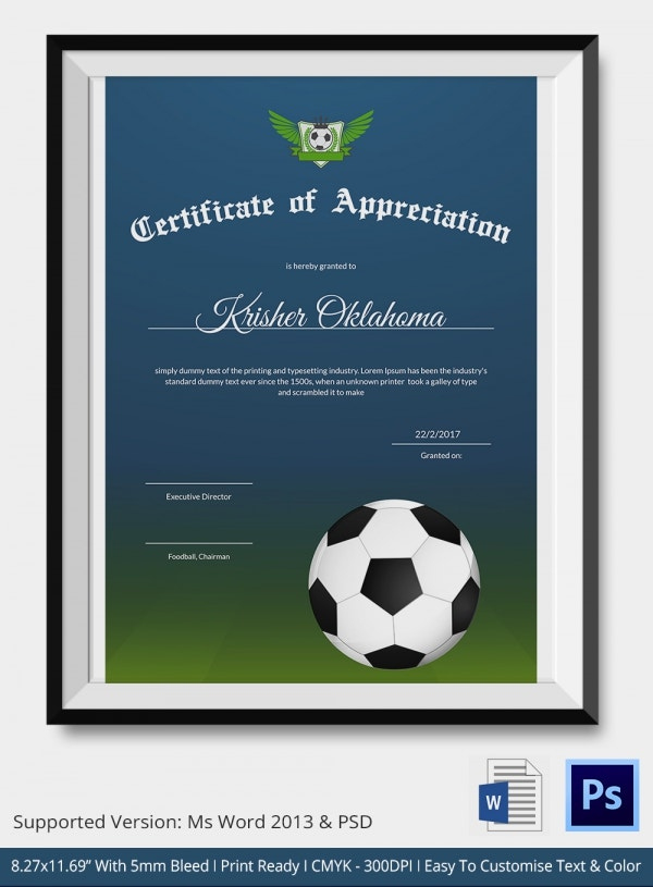 10 Football Certificate Templates Free Word Pdf For Soccer