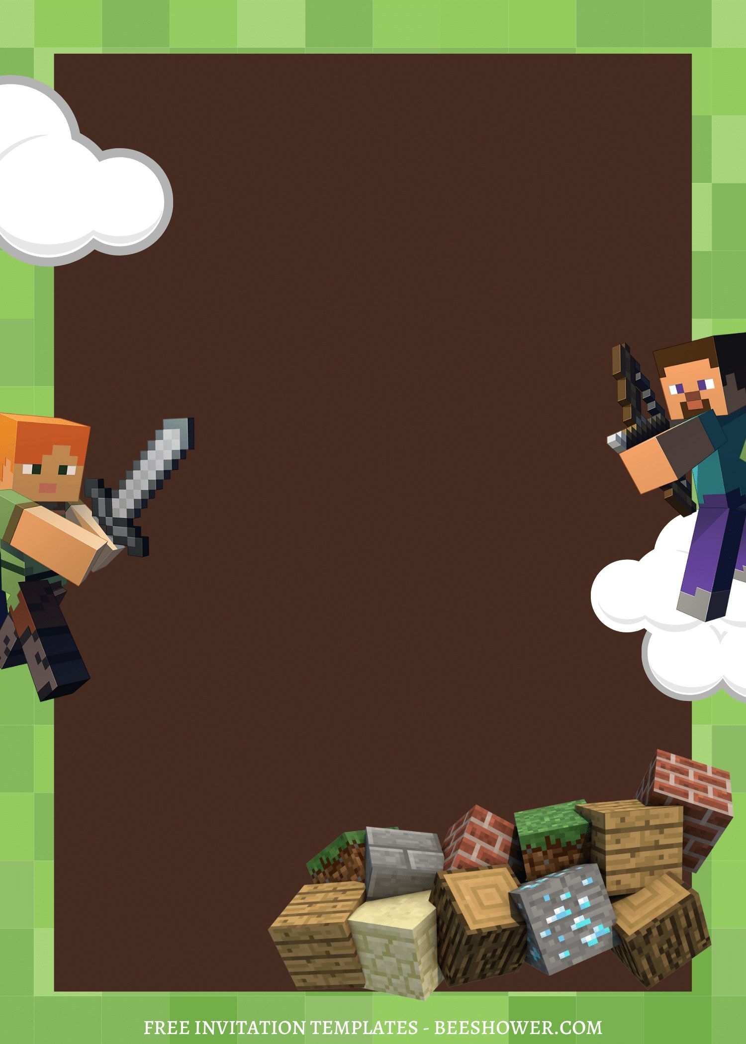 Blank Minecraft Invitation Templates