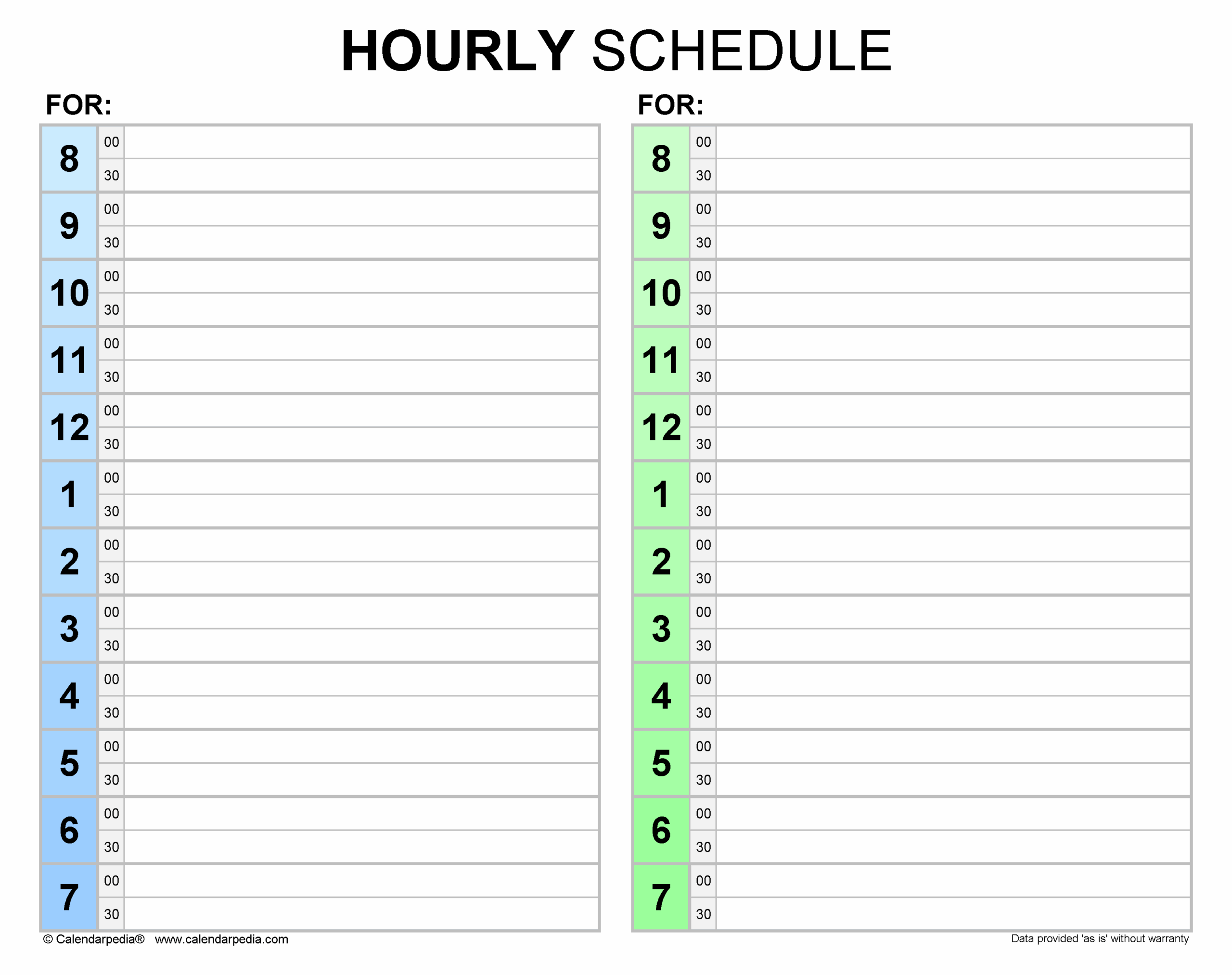 12 Hour Schedule Template Daily