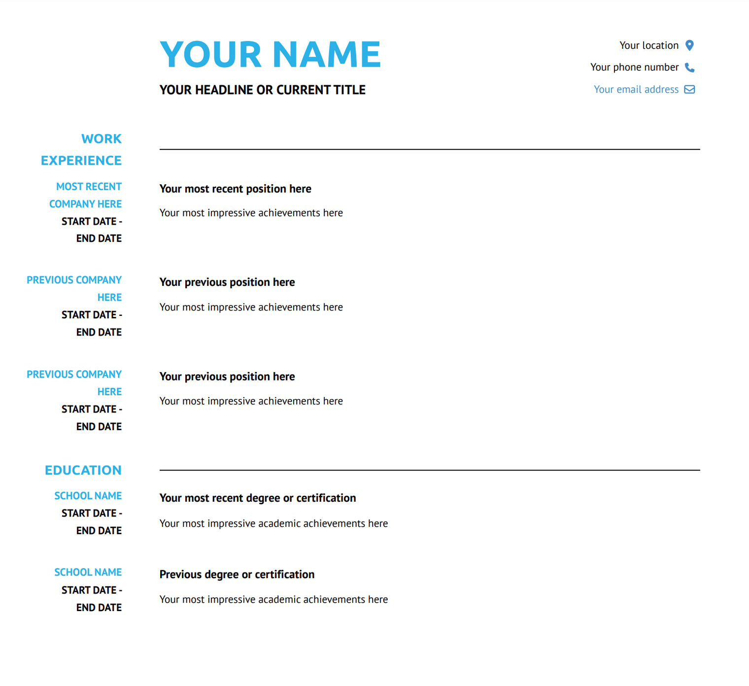 20 Blank Resume Templates In Word PDF Fillable Printable Blank