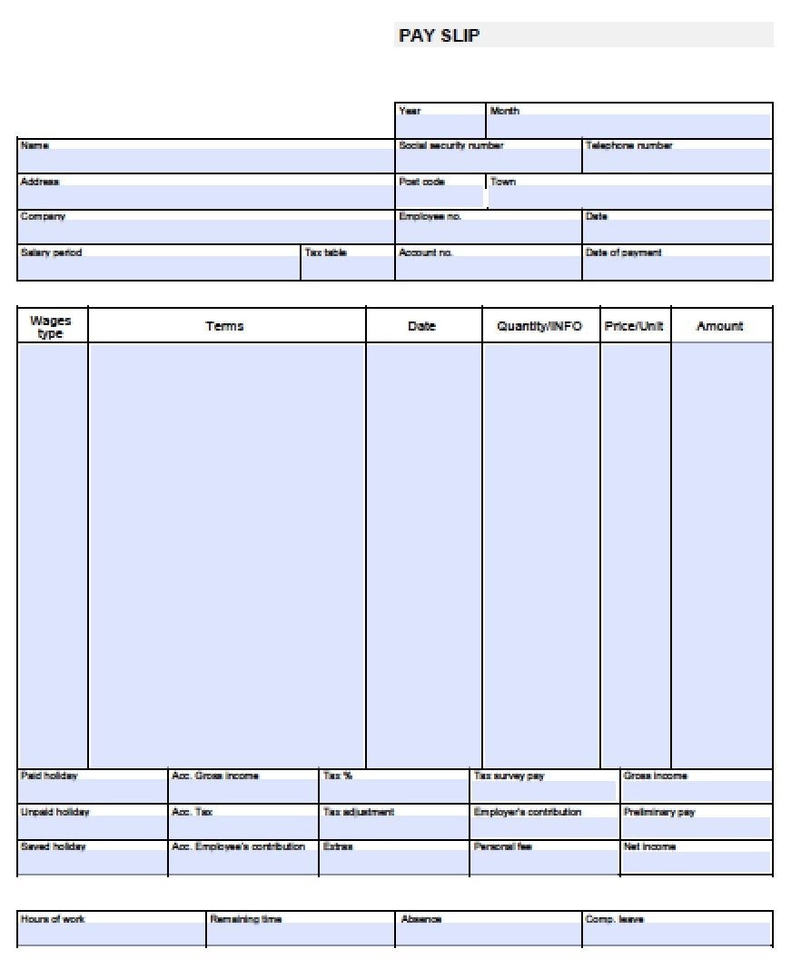 Editable Pdf Blank Pay Stubs Templates