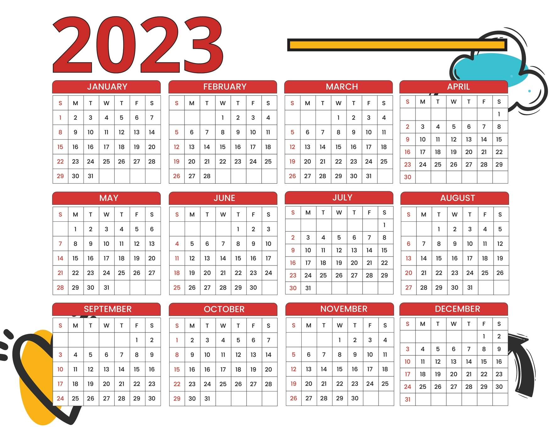 2023 Calendar Template In Illustrator PSD Word Download Template