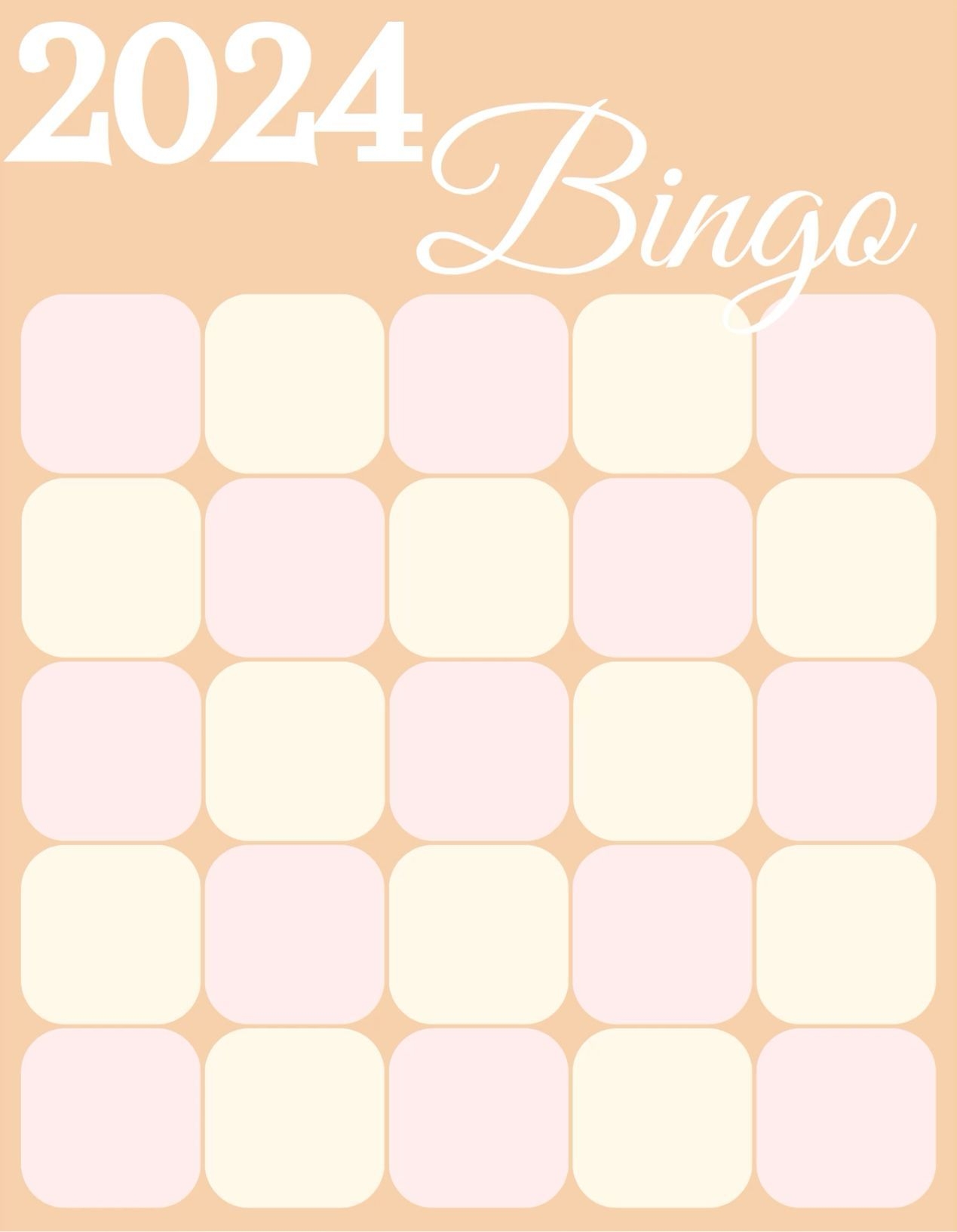 2024 Bingo Card Template Blank