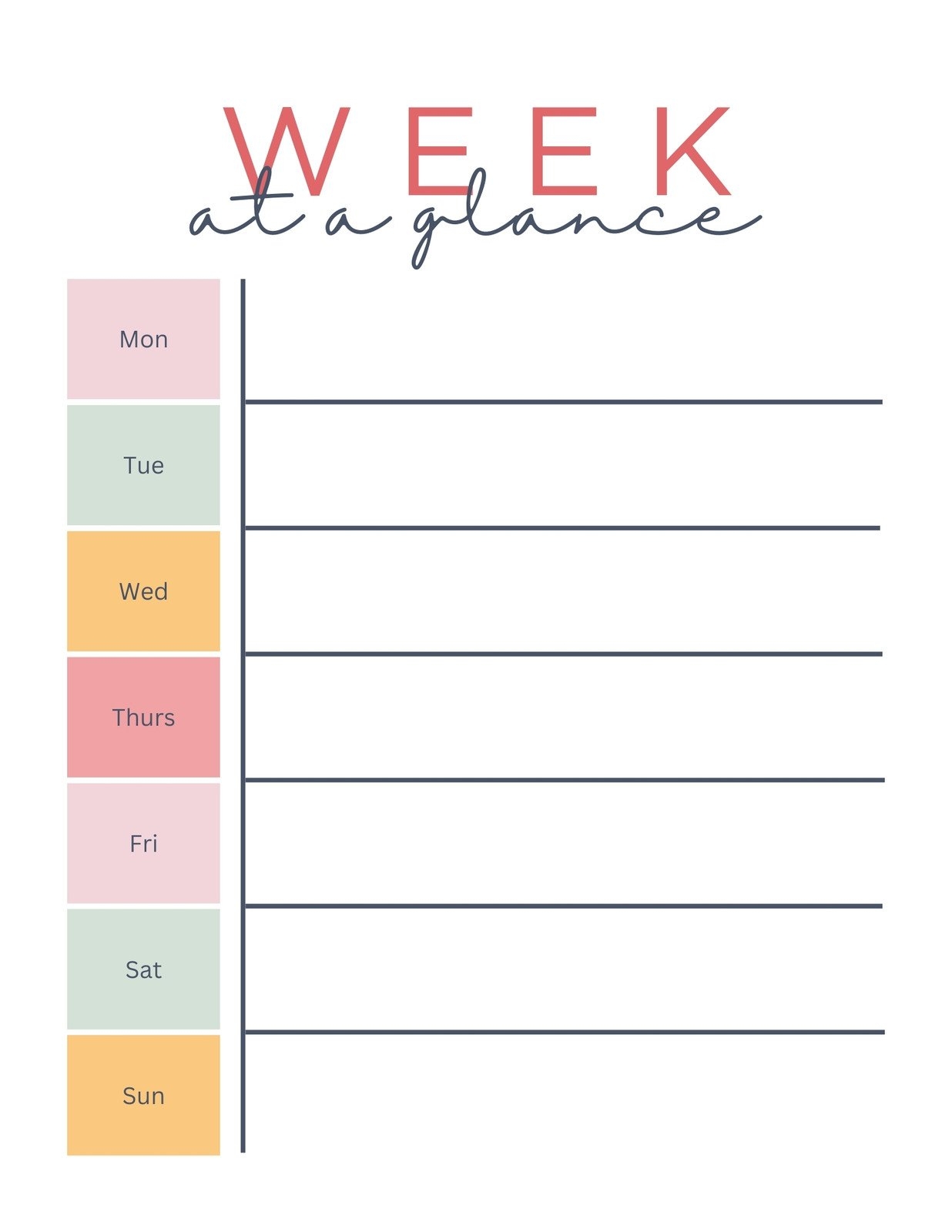 Blank Weekly Schedule Templates