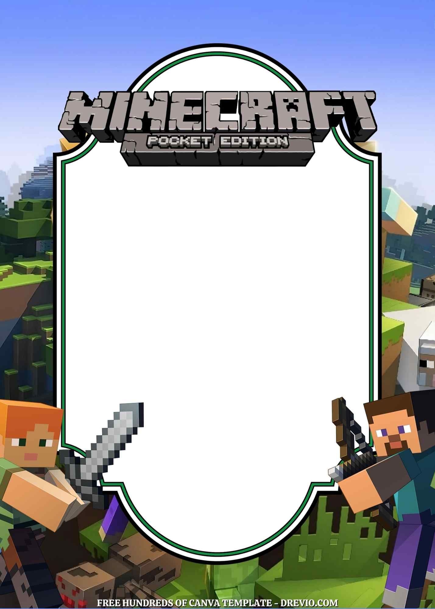 22 Minecraft Pocket Edition Canva Birthday Invitation Templates