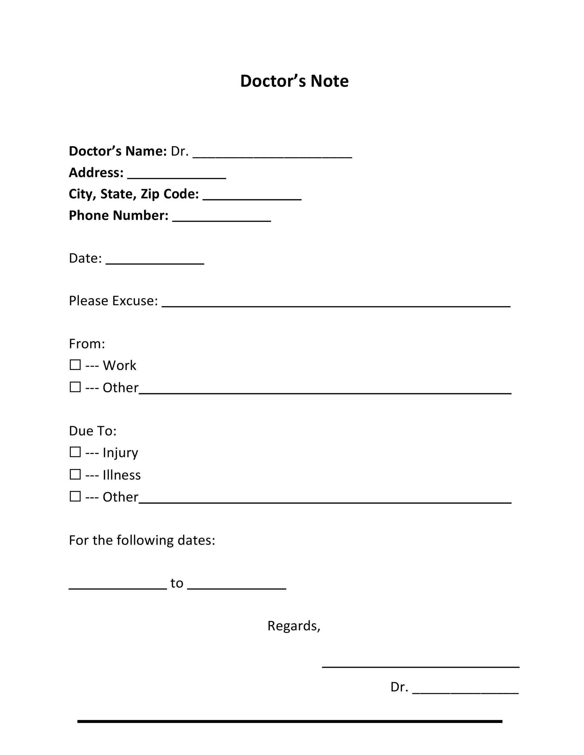 25 Free Doctor Note Excuse Templates TemplateLab Doctors Note