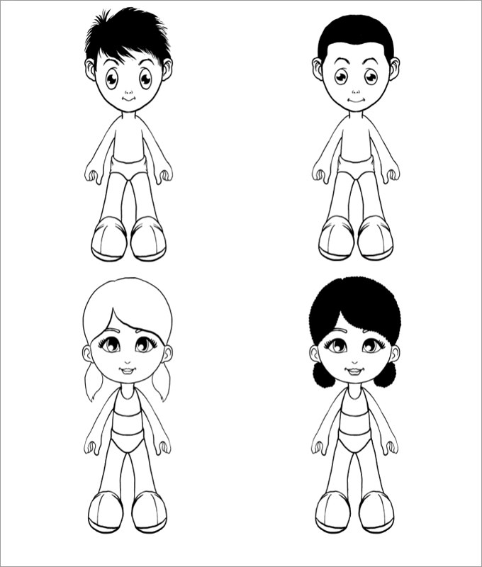 27 Paper Doll Templates Crafts Coloring Pages
