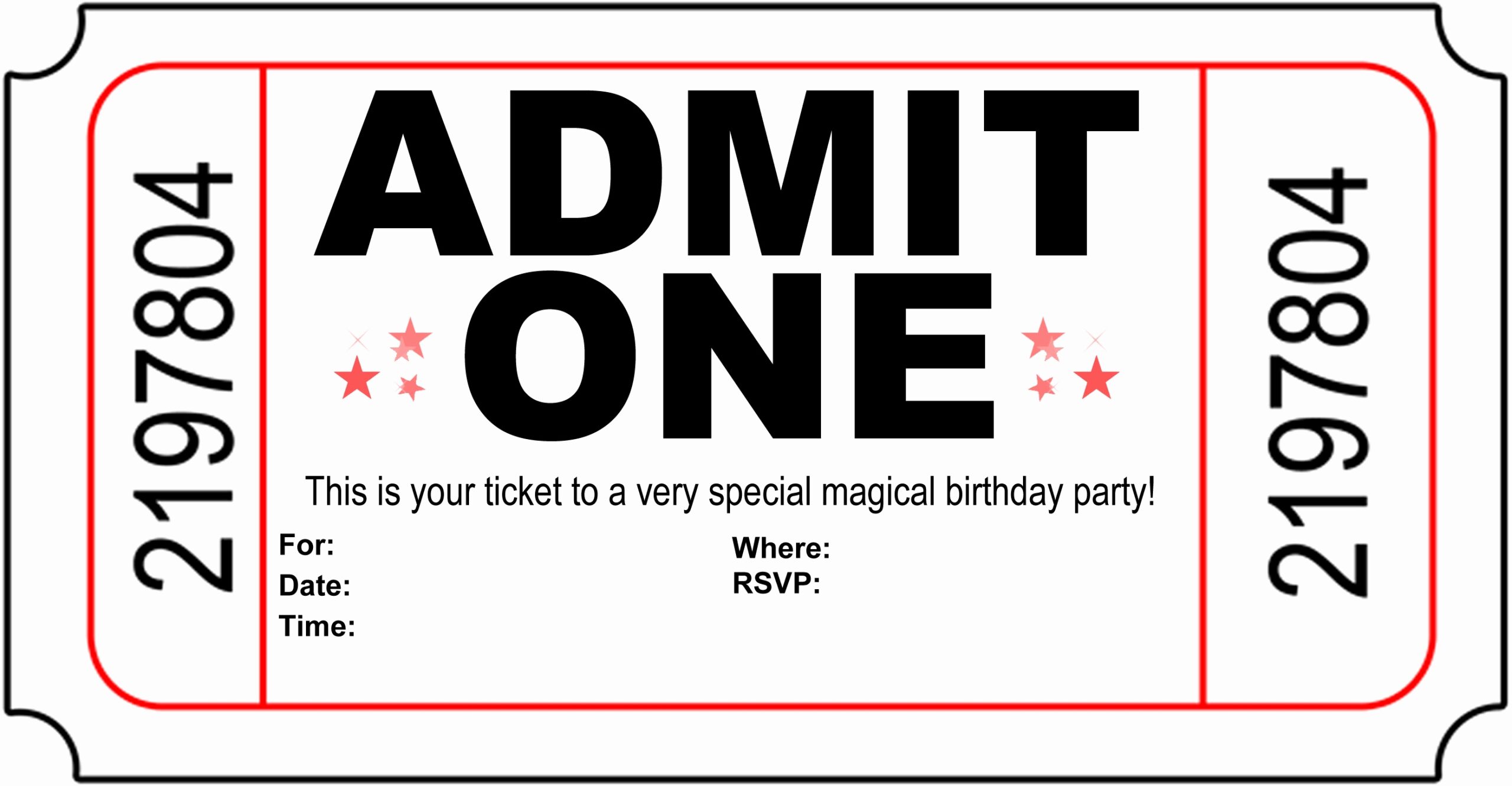 Blank Admit One Ticket Templates