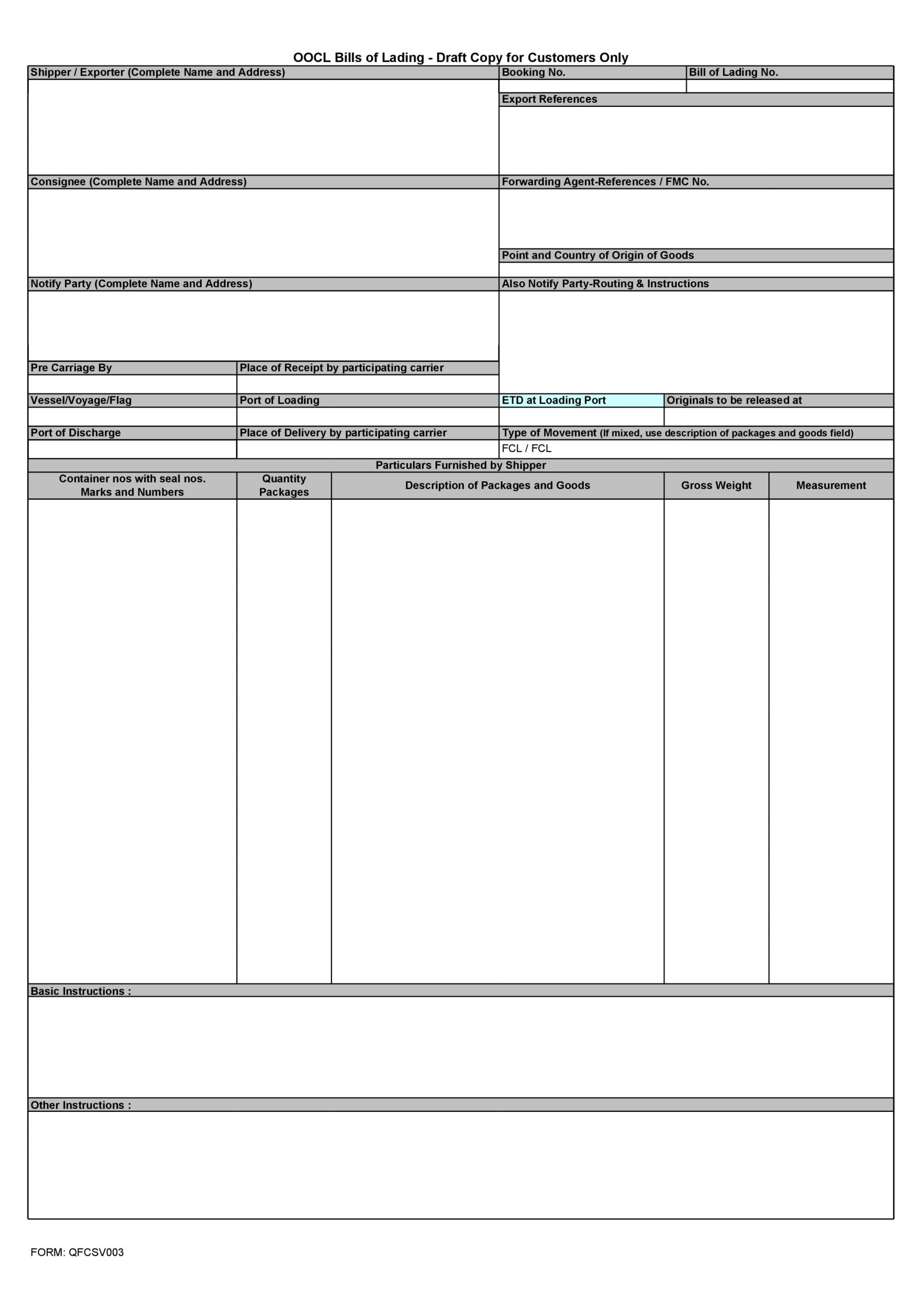 30 Blank Bill Of Lading Templates 100 FREE TemplateArchive