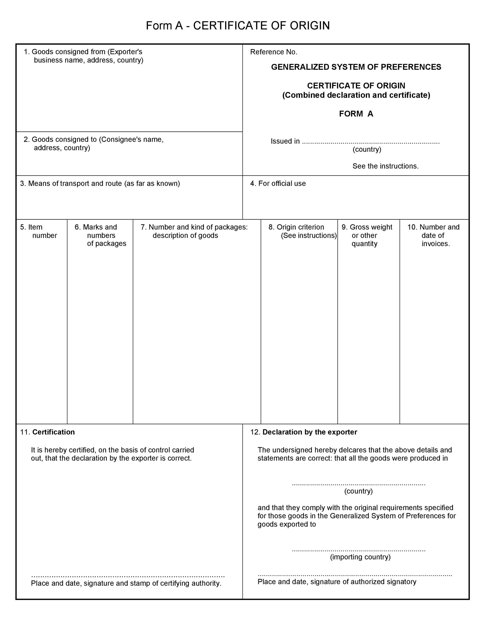 30 Printable Certificate Of Origin Templates 100 Free TemplateLab