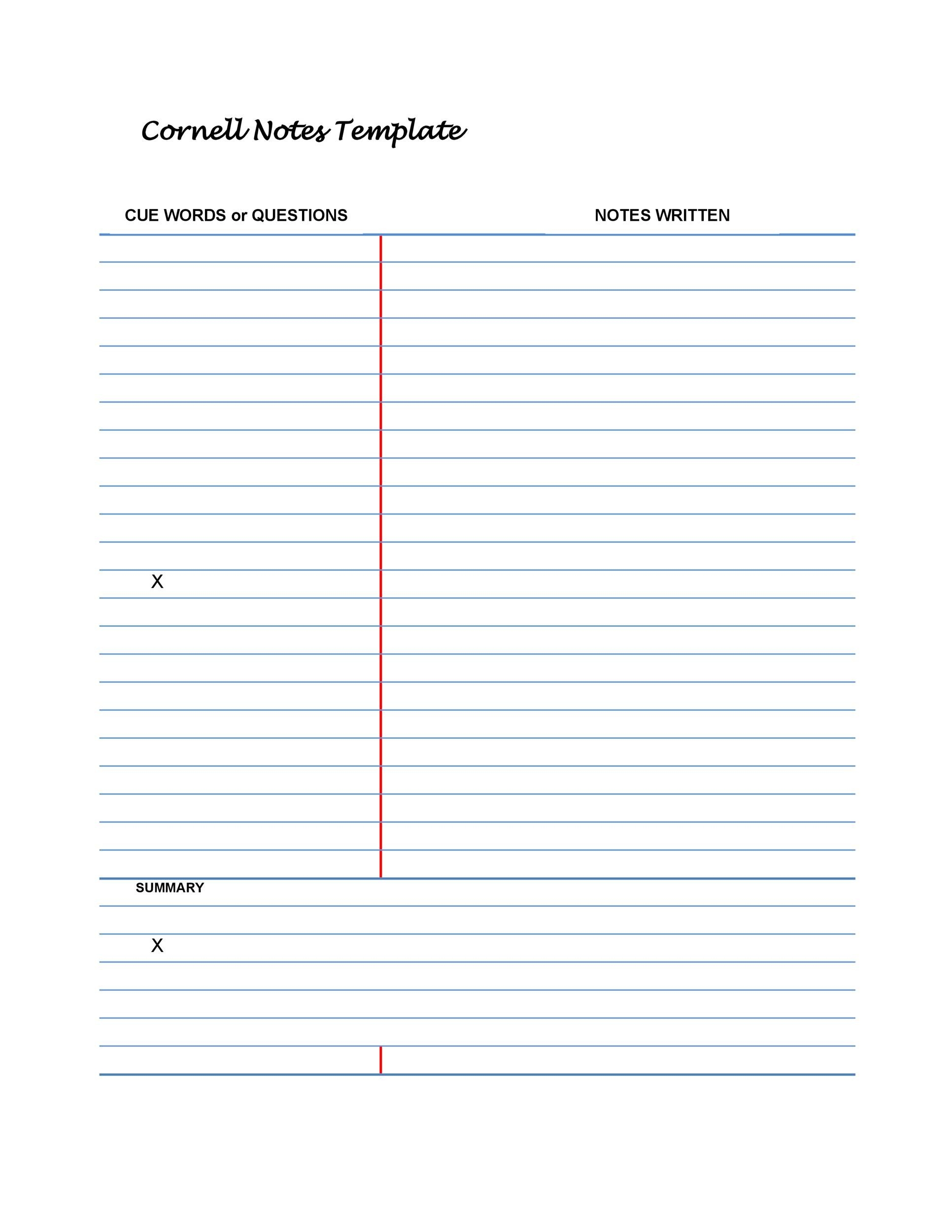 Blank Cornell Notes Templates