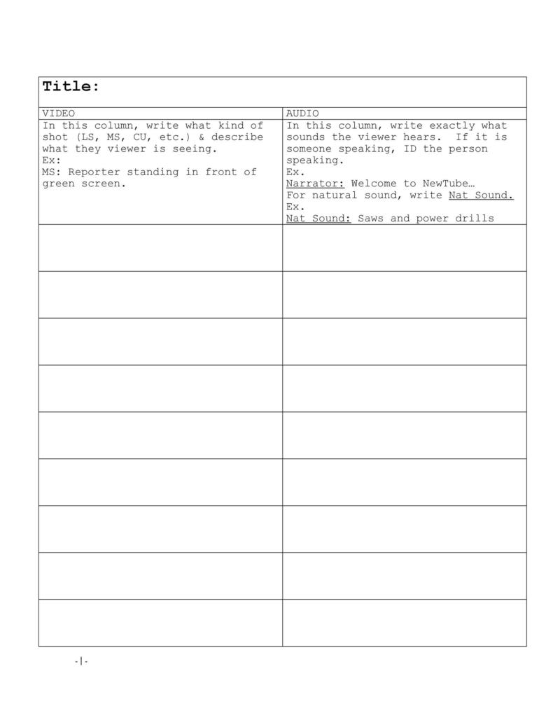 Blank Movie Script Templates