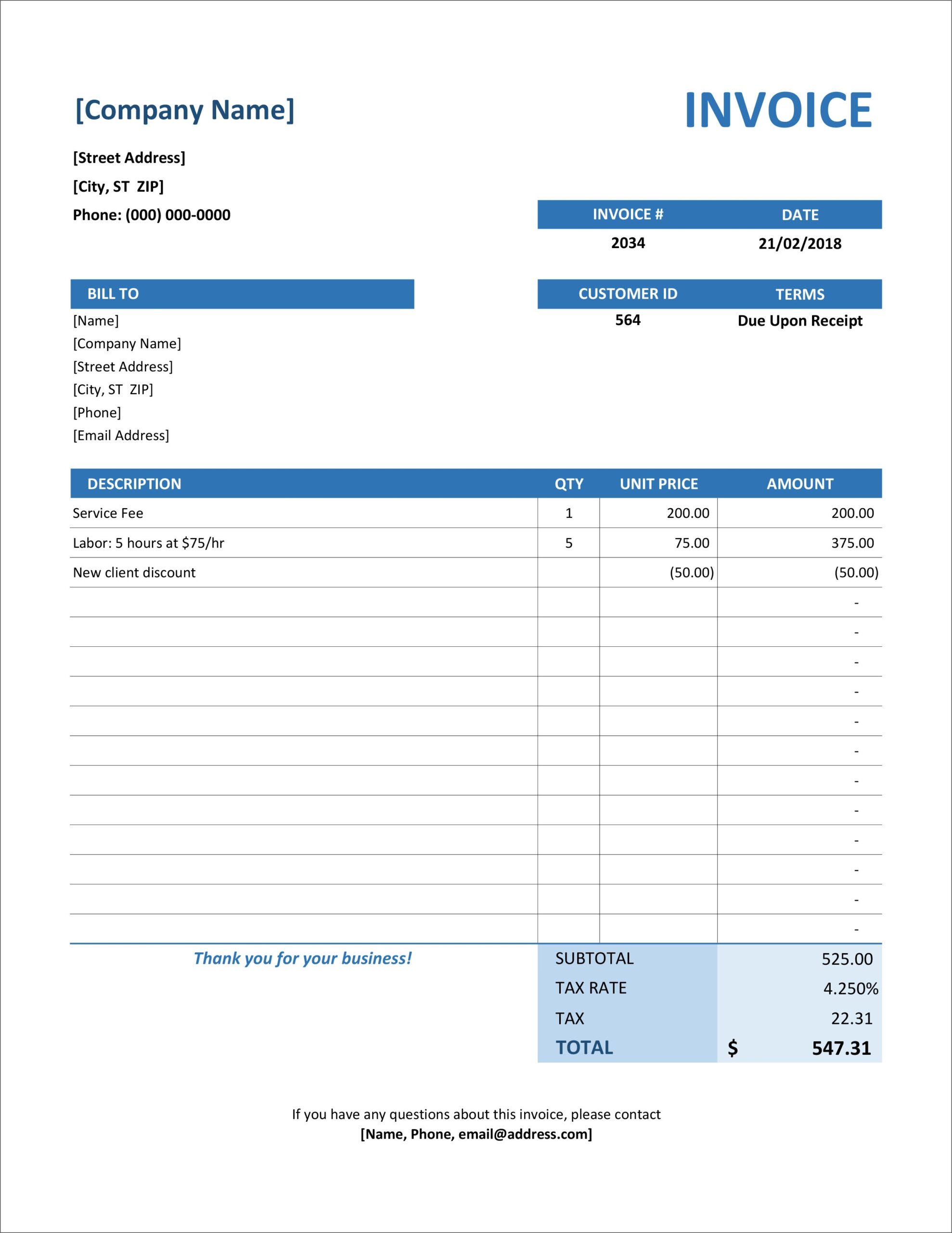 40 Free Invoice Templates In Microsoft Excel And DOCX Formats