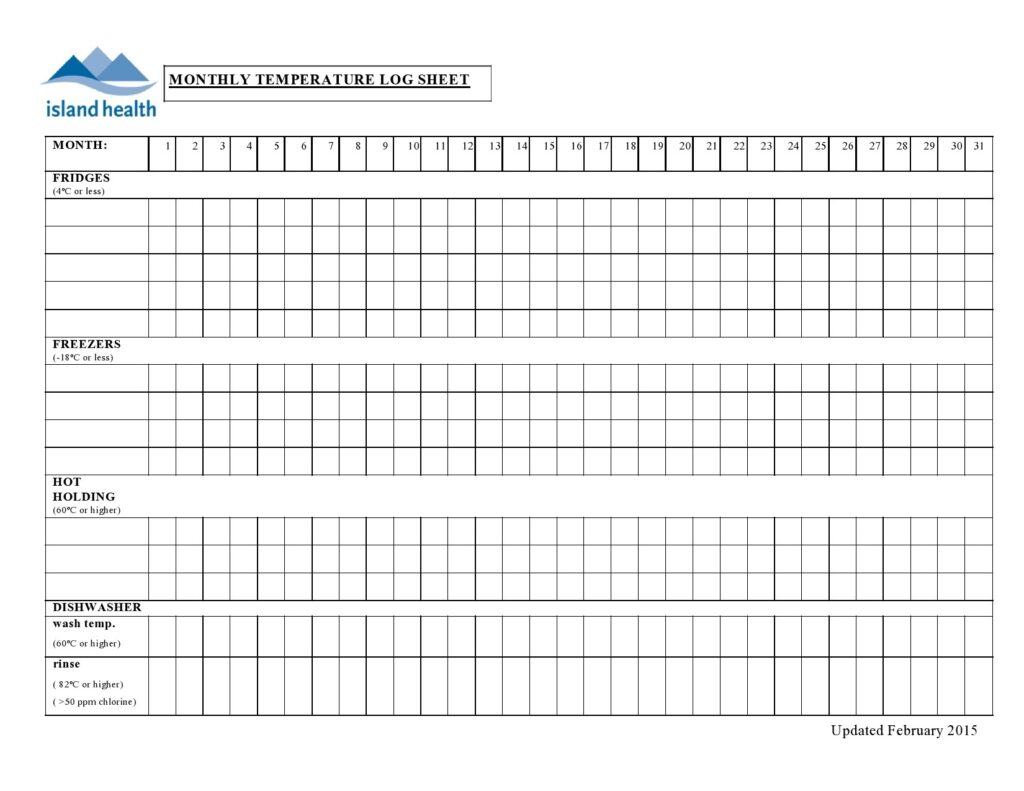 40 Printable Temperature Log Sheets Word Excel PDF 51 OFF