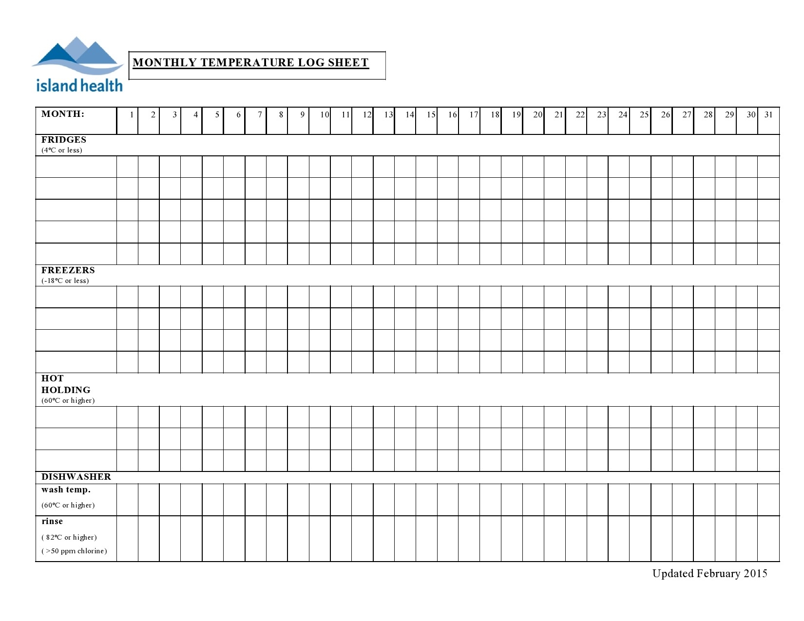 40 Printable Temperature Log Sheets Word Excel PDF 51 OFF