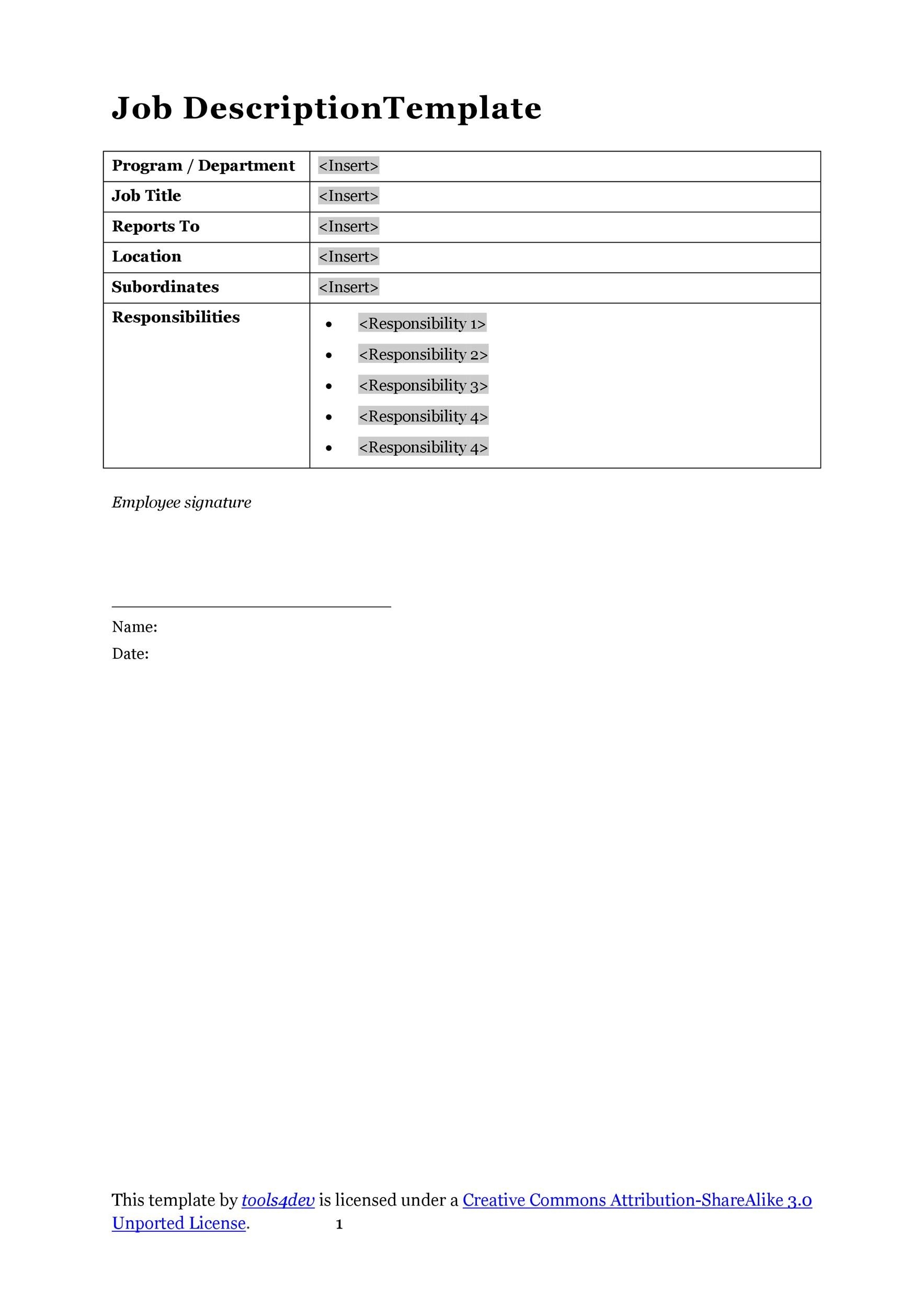 47 Job Description Templates Examples Template Lab Images