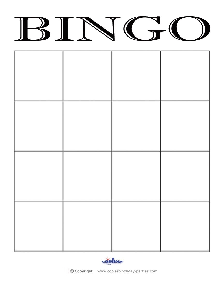 4x4 Blank Bingo Card Template Custom Bingo Cards Free Bingo Cards