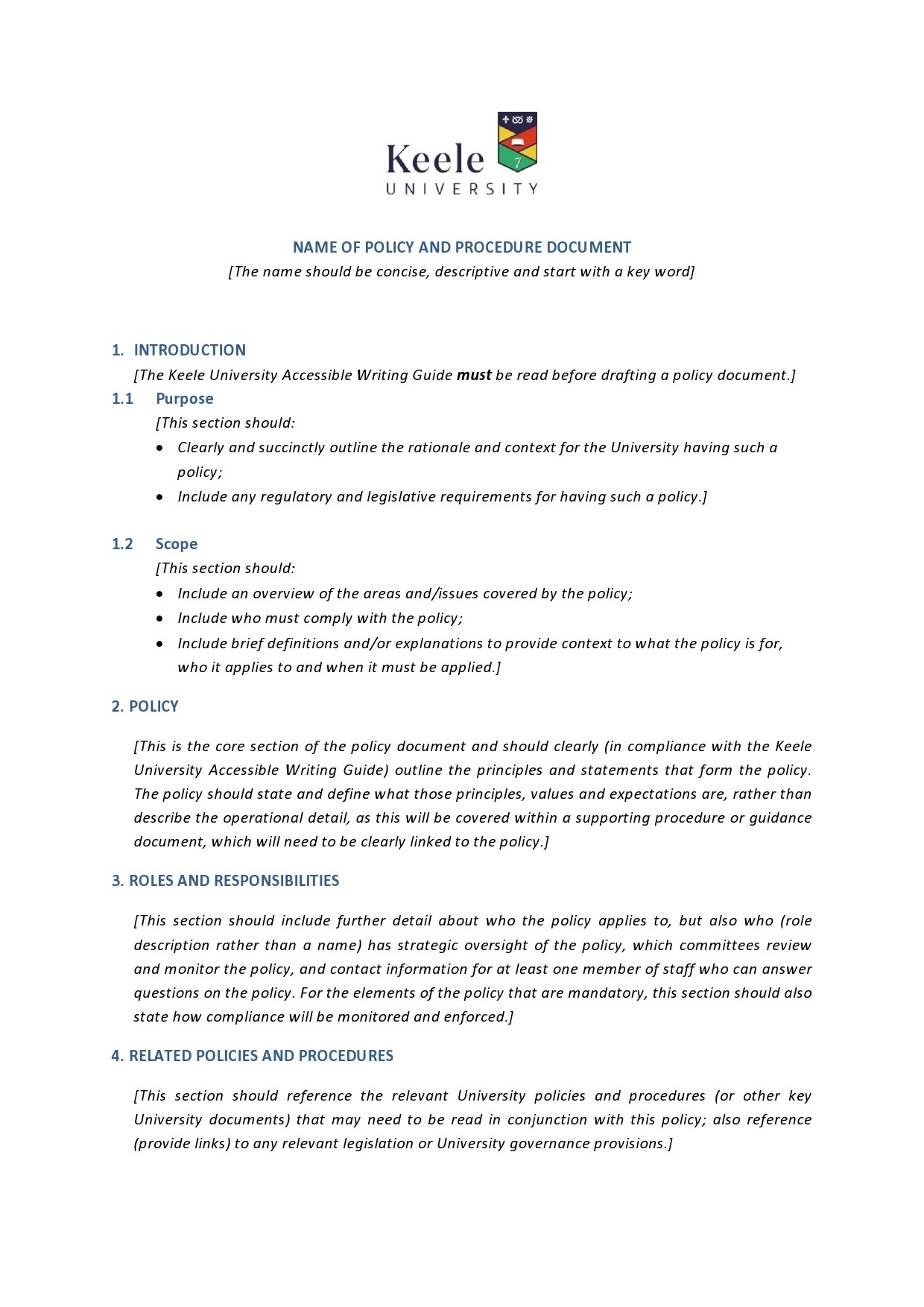 Examples Blank Policy And Procedure Templates