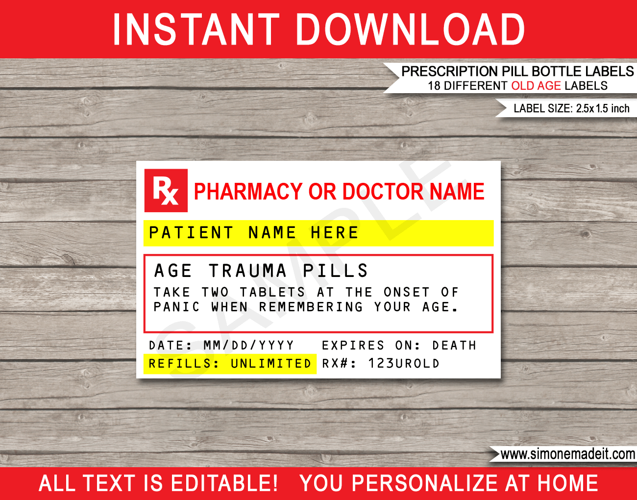 50th Birthday Pill Bottle Labels Best Pictures And Decription