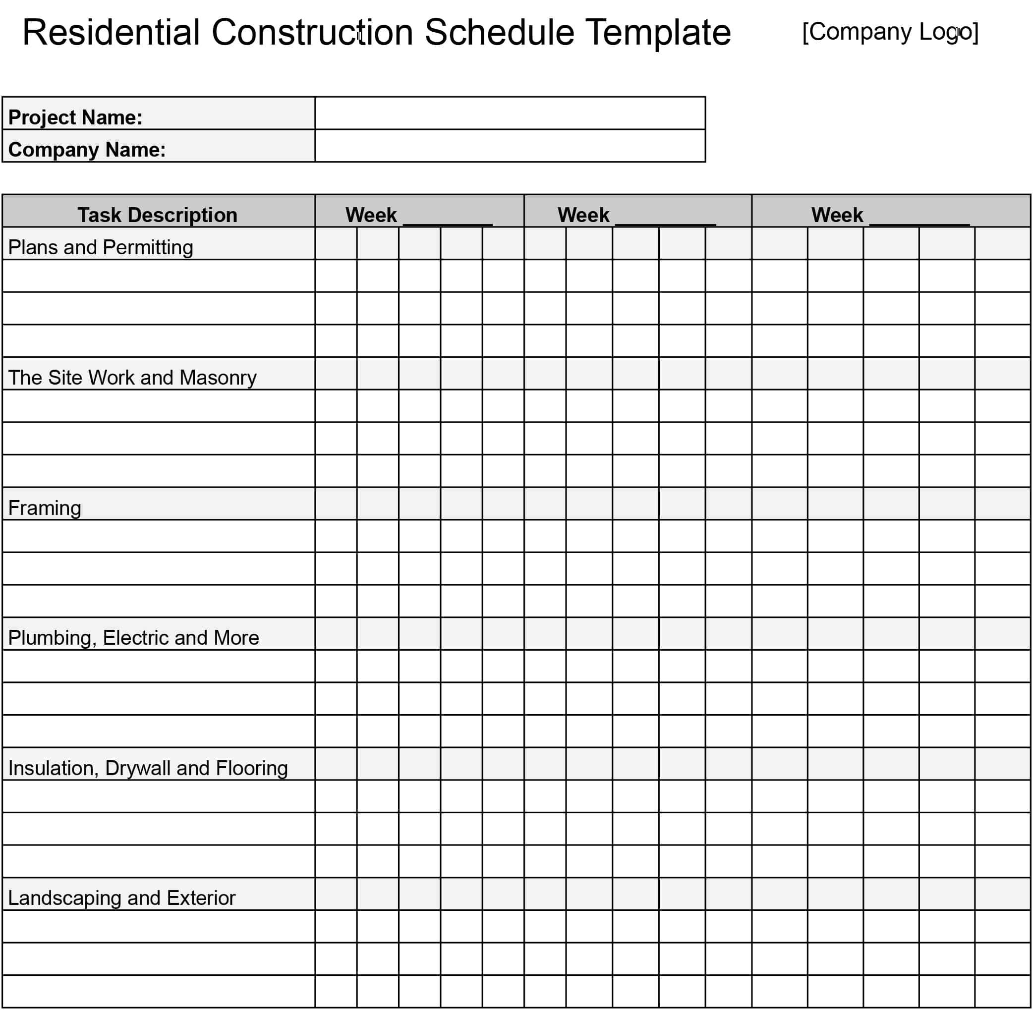 52 Free Residential Construction Schedule Template He Vrogue Co