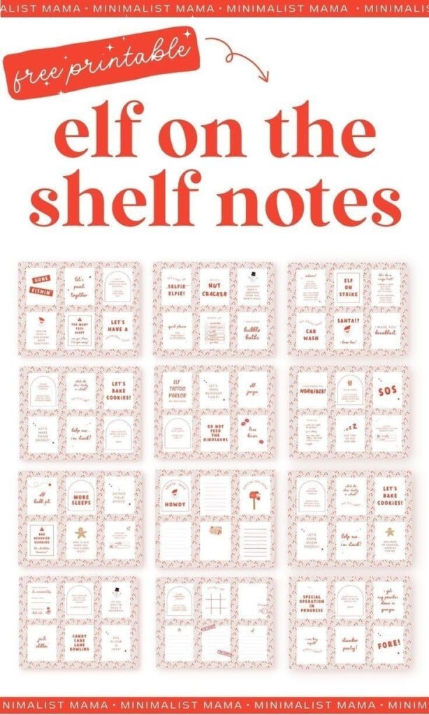 65 Free Elf On The Shelf Notes Elf On The Shelf Printables Elf On