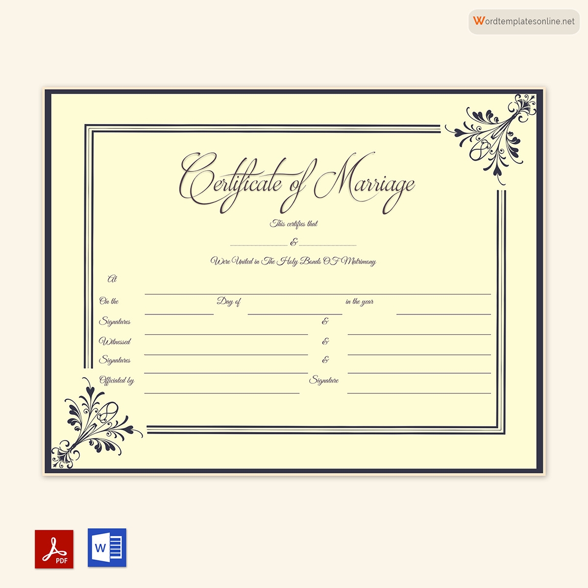 Blank Wedding Certificate Templates
