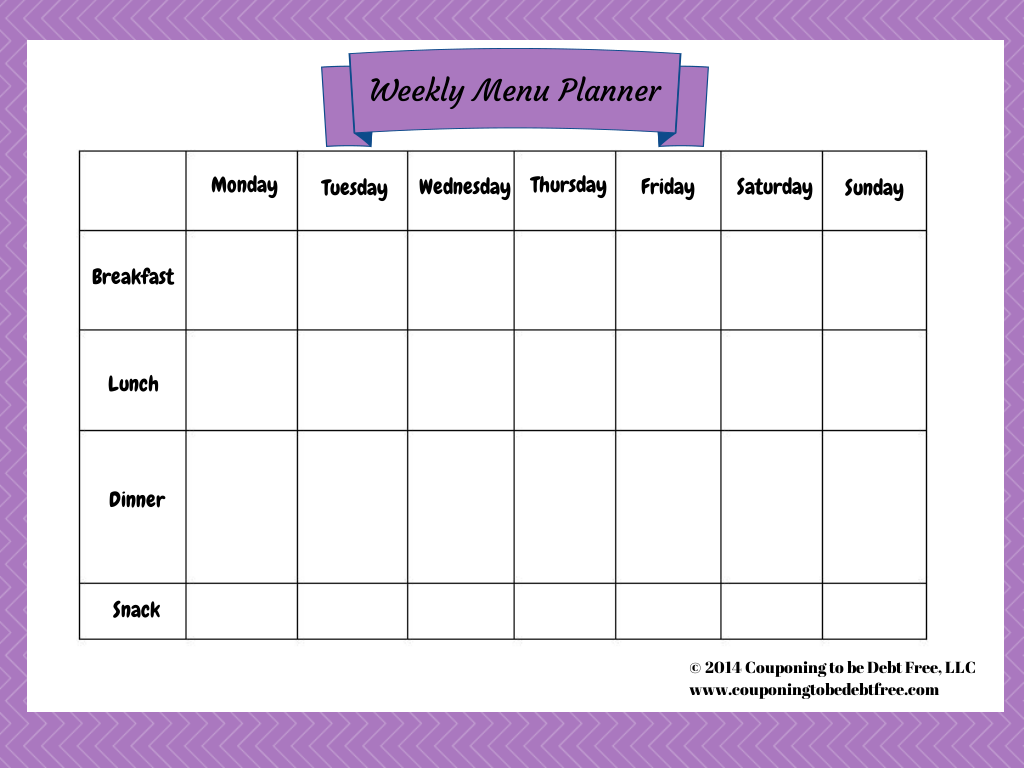 7 Best Blank Weekly Menu Templates Printables Printablee Com Www