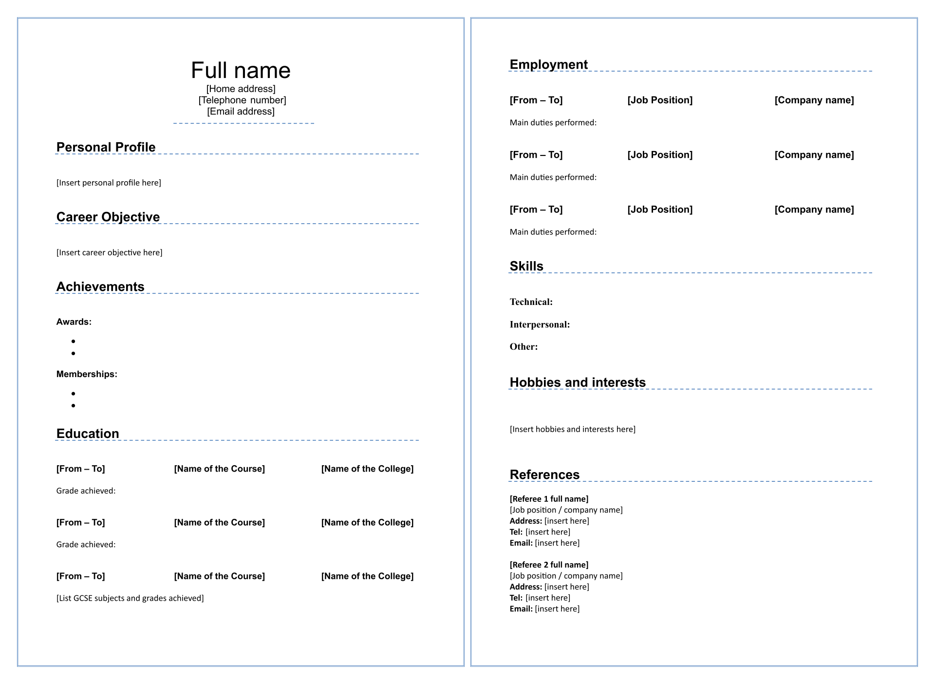 7 Best Images Of Fill In Blank Printable Resume Free Printable Resume