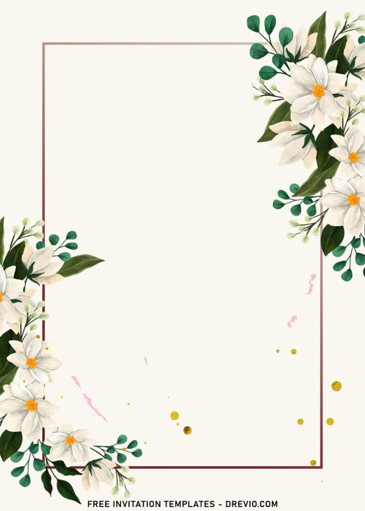 7 Elegant White Aristocrat Floral Wedding Invitation Templates