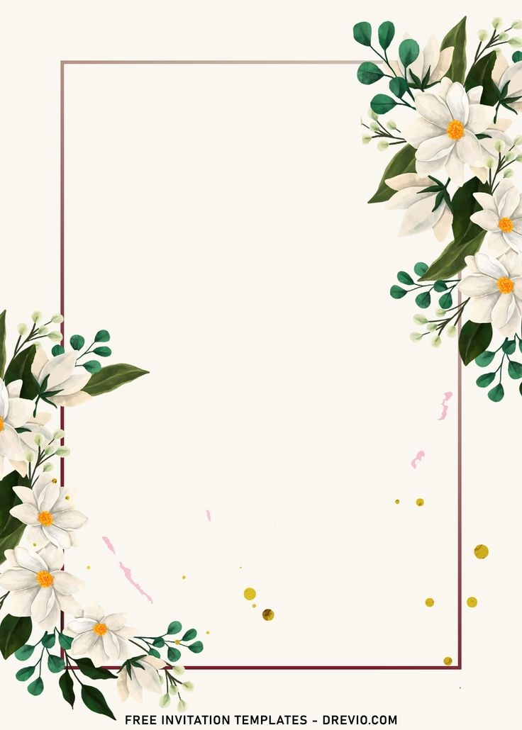 7 Elegant White Aristocrat Floral Wedding Invitation Templates