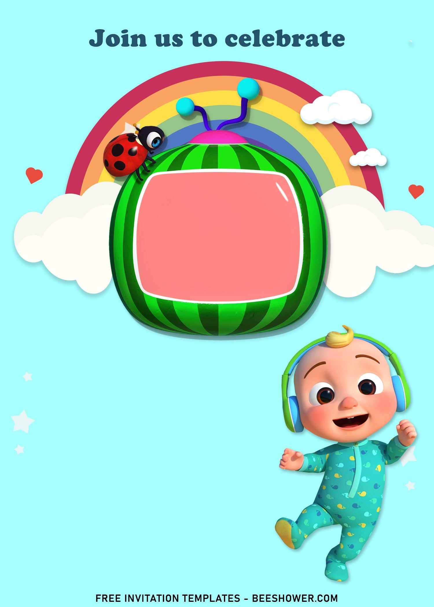 7 Littlebud Rainbow Cocomelon Birthday Invitation Templates