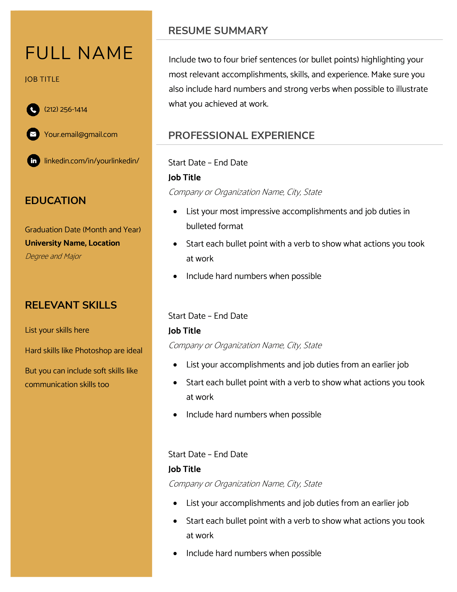 8 Blank Resume Templates Free To Download Worksheets Library