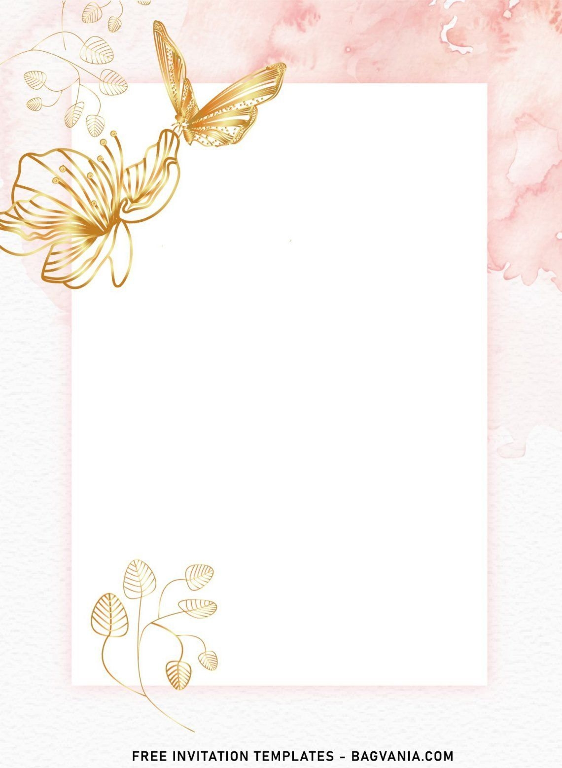8 Sparkling Gold Butterfly And Flower Birthday Invitation Templates