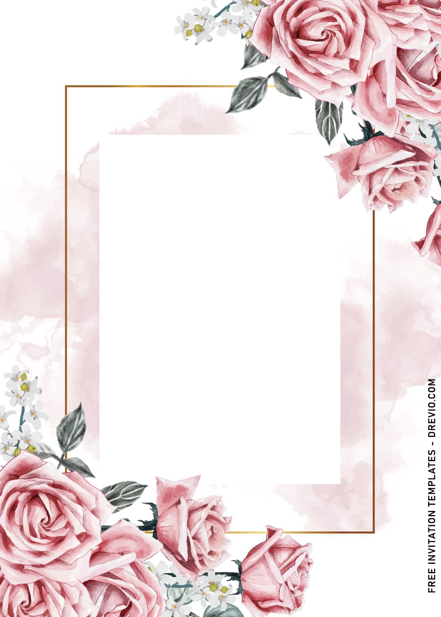 9 Vintage Watercolor Roses Wedding Invitation Templates Plantillas