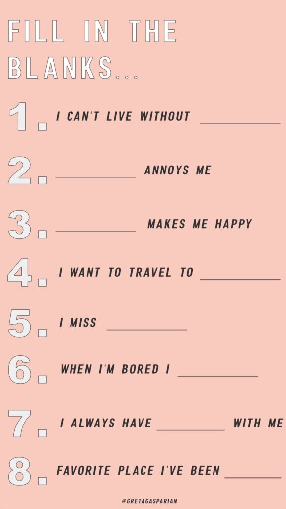 A Pink Poster With The Words Fill In The Blanks
