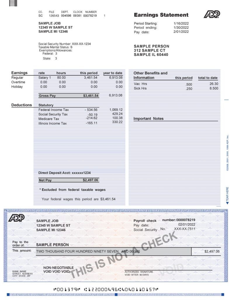 Adp Paycheck Stub