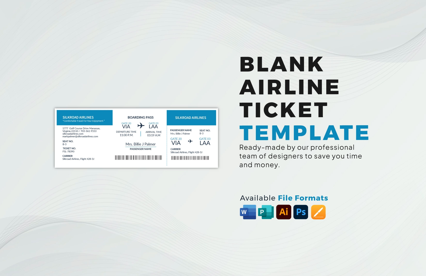 Airline Ticket Templates In Word Free Plane Ticket Template Printable