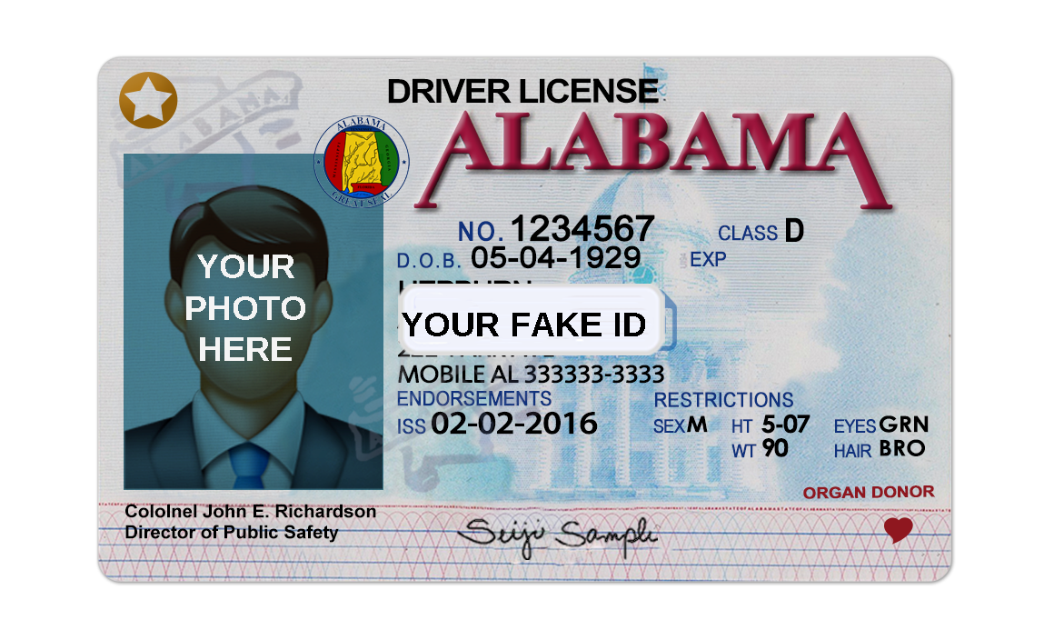 Alabama Fake ID Template Your Fake ID Templates
