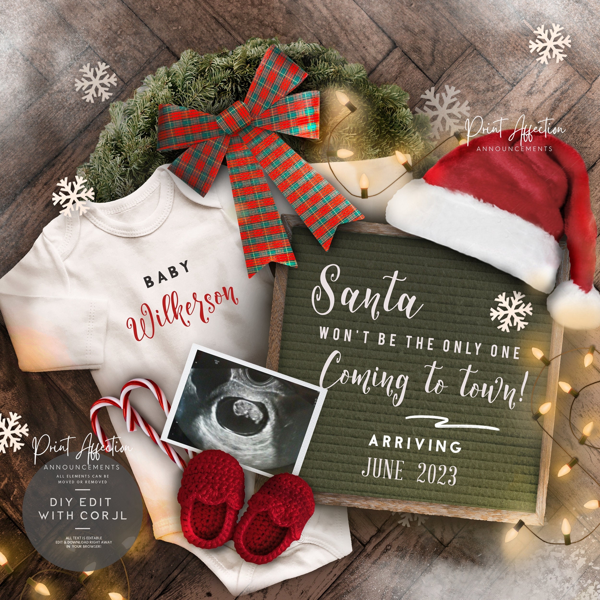 Blank Pregnancy Announcement Templates Christmas