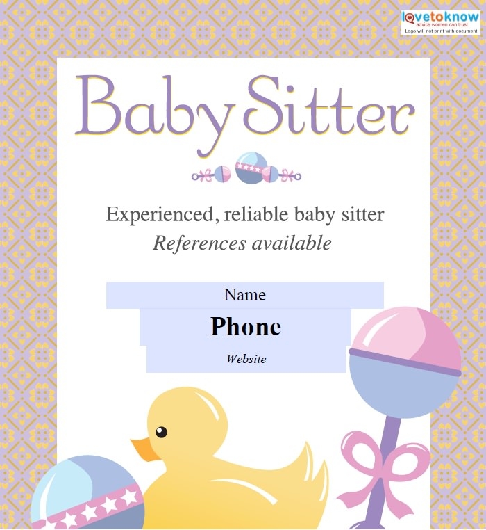 Babysitting Flyers Template Free Word Templates