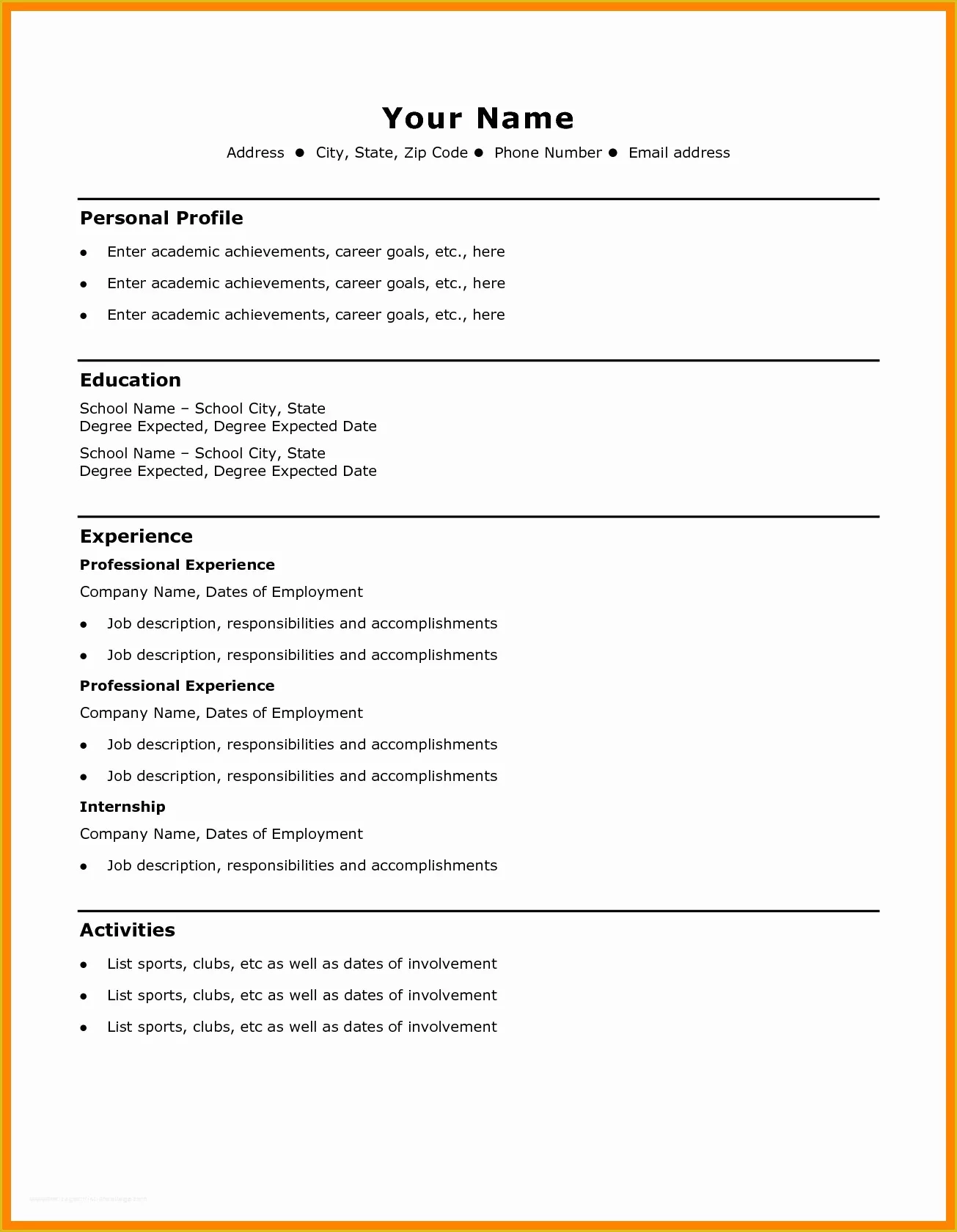 Basic Resume Template Download Free Of Basic Cv Template Free Resume