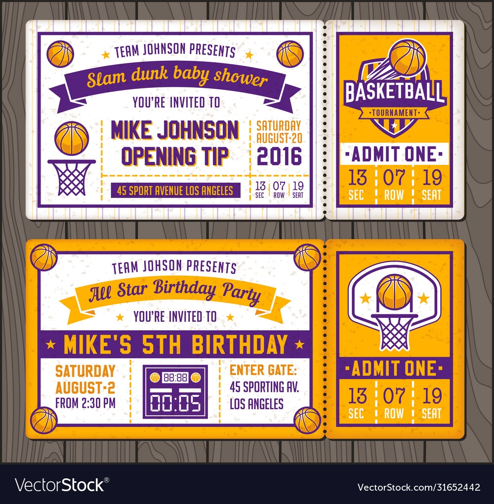 Basketball Ticket Templates Royalty Free Vector Image