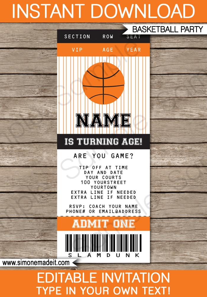 Basketball Tickets Template