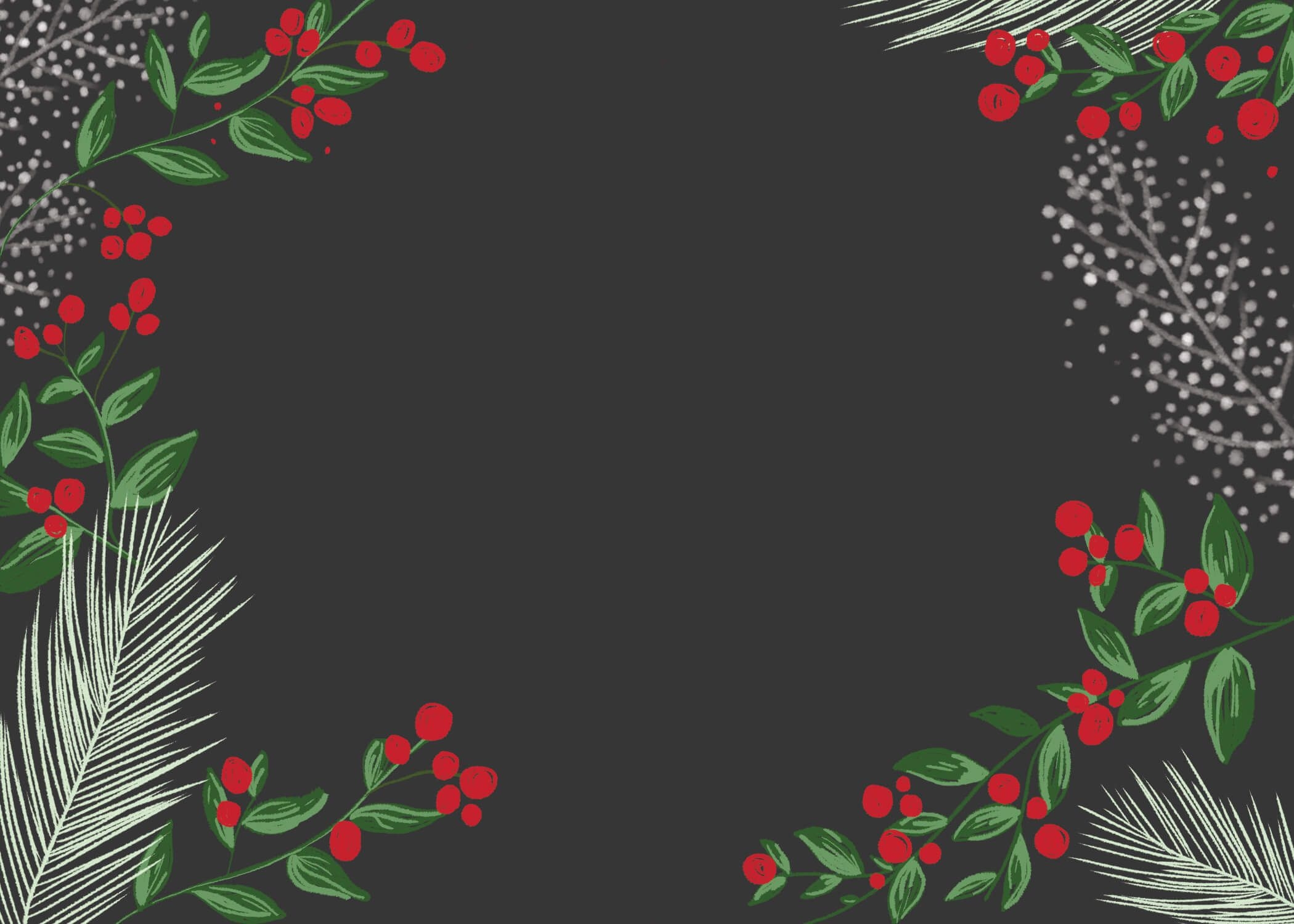 Berries Free Printable Christmas Invitation Template Greetings
