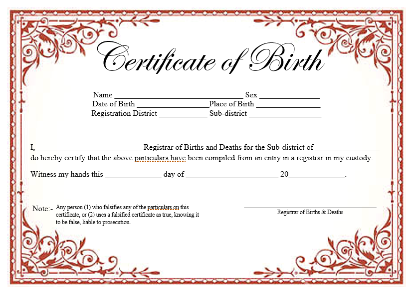 Birth Certificate Template Uk Blank Templates Ideas