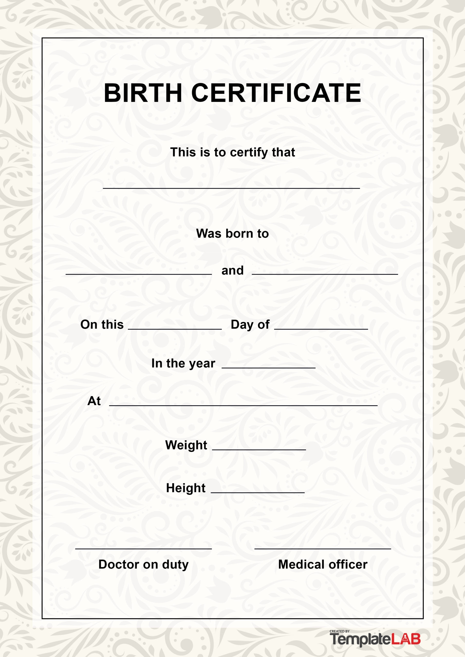 Blank Birth Certificate Templates