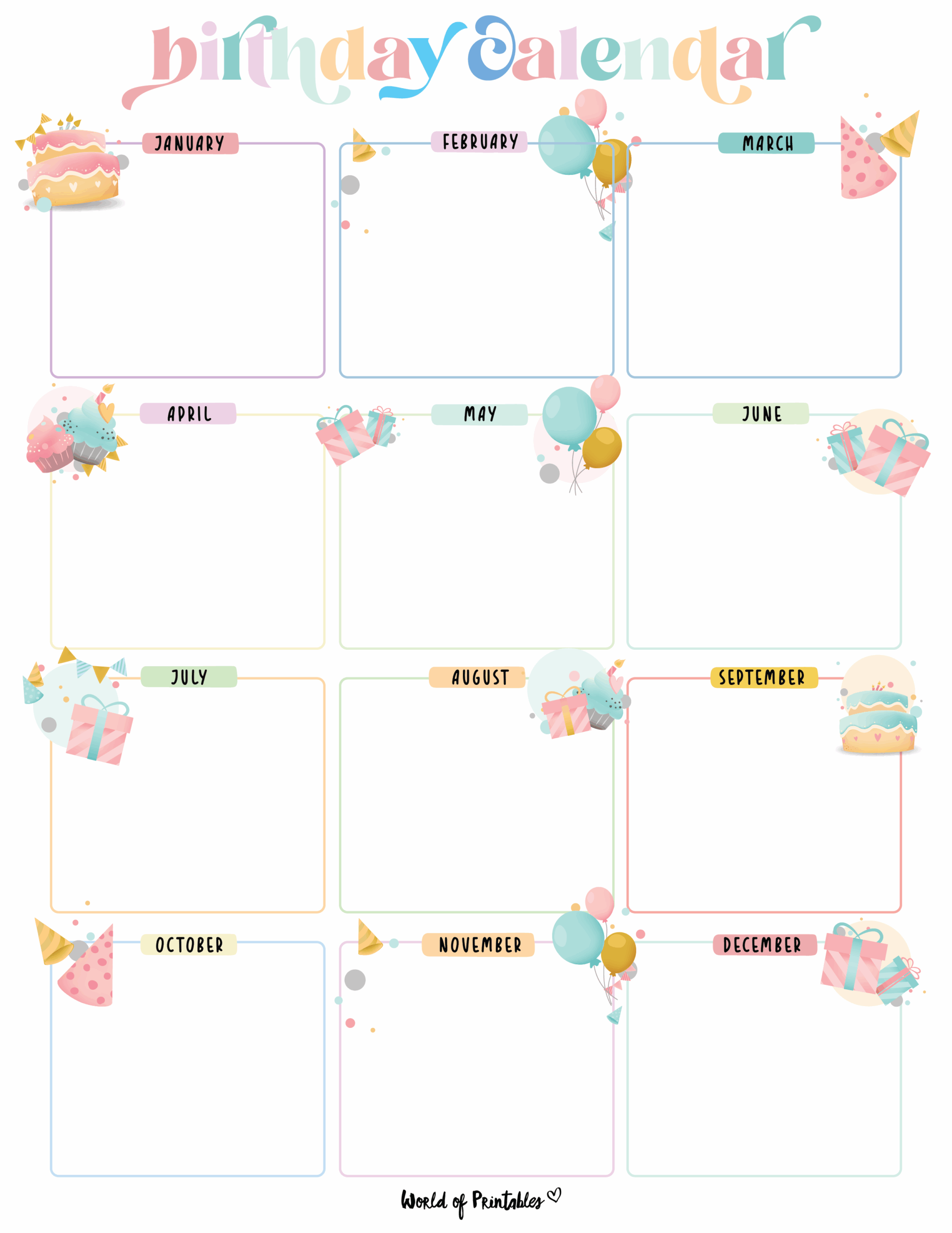 Birthday Charts Templates