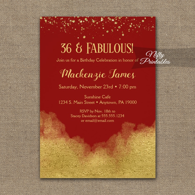 Blank Red And Gold Invitation Templates